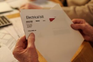 Holding envelope with electrical bill